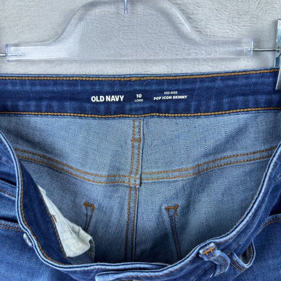 Old Navy Mid Rise Pop Icon Skinny Jeans Womens Size 10 Long Medium Wash Blue - Picture 4 of 11